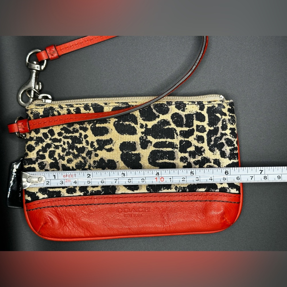 Coach Cheetah Print Wristlet with Red Leather Trim - Picture 7 of 8